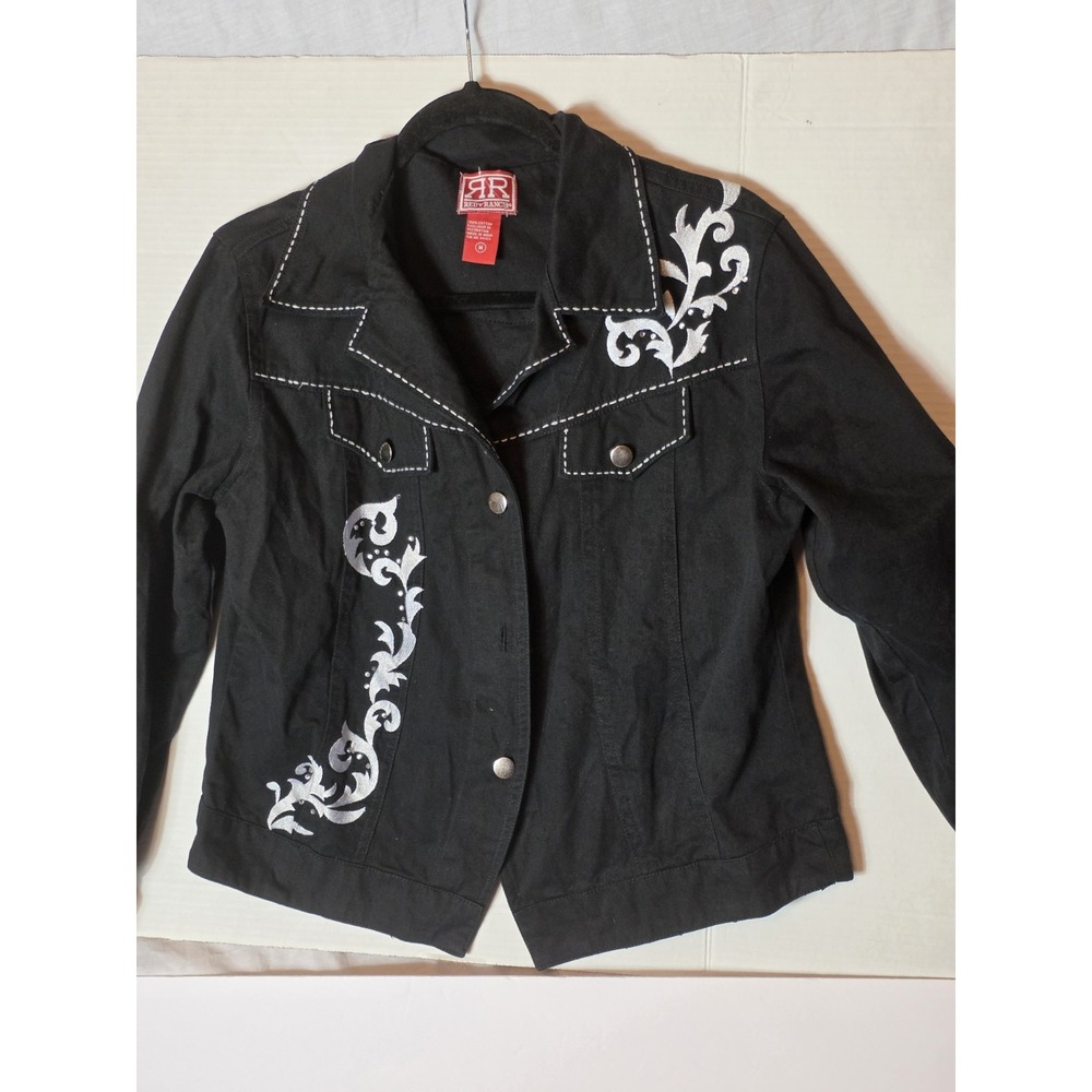 Red Ranch Black Western Snap Front Jacket Womens M Studded Pockets